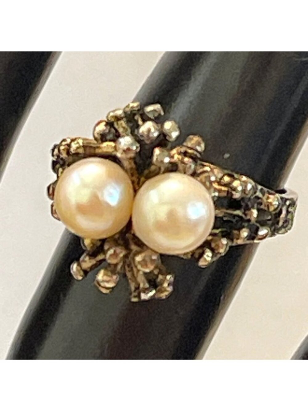 Sterling Pearl Nest Ring MCM Joseph Esposito ESPO Gold Vermeil Size 6.5 Vintage - Picture 3 of 14